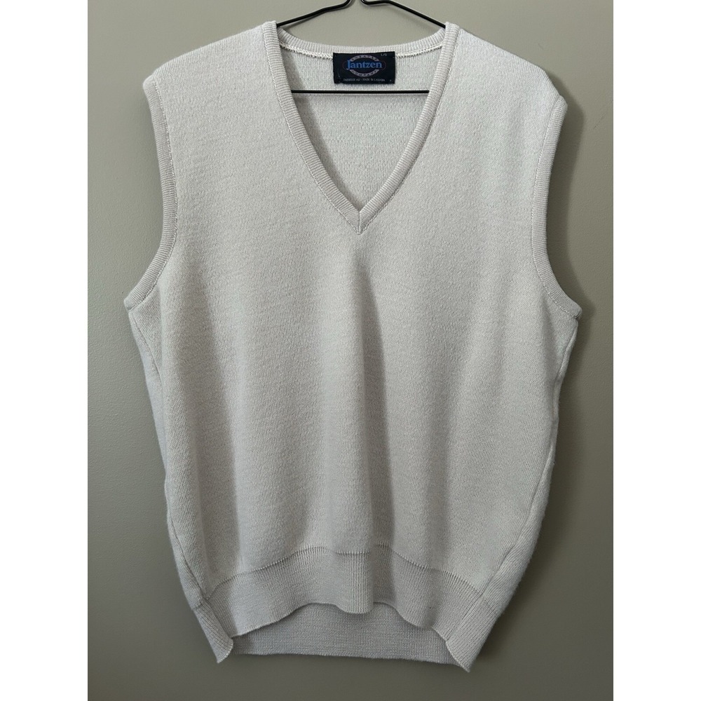 VTG Jantzen Acrylic & Wool Blend Sleeveless Sweater Vest L V-Neck Made in Canada - Picture 4 of 11